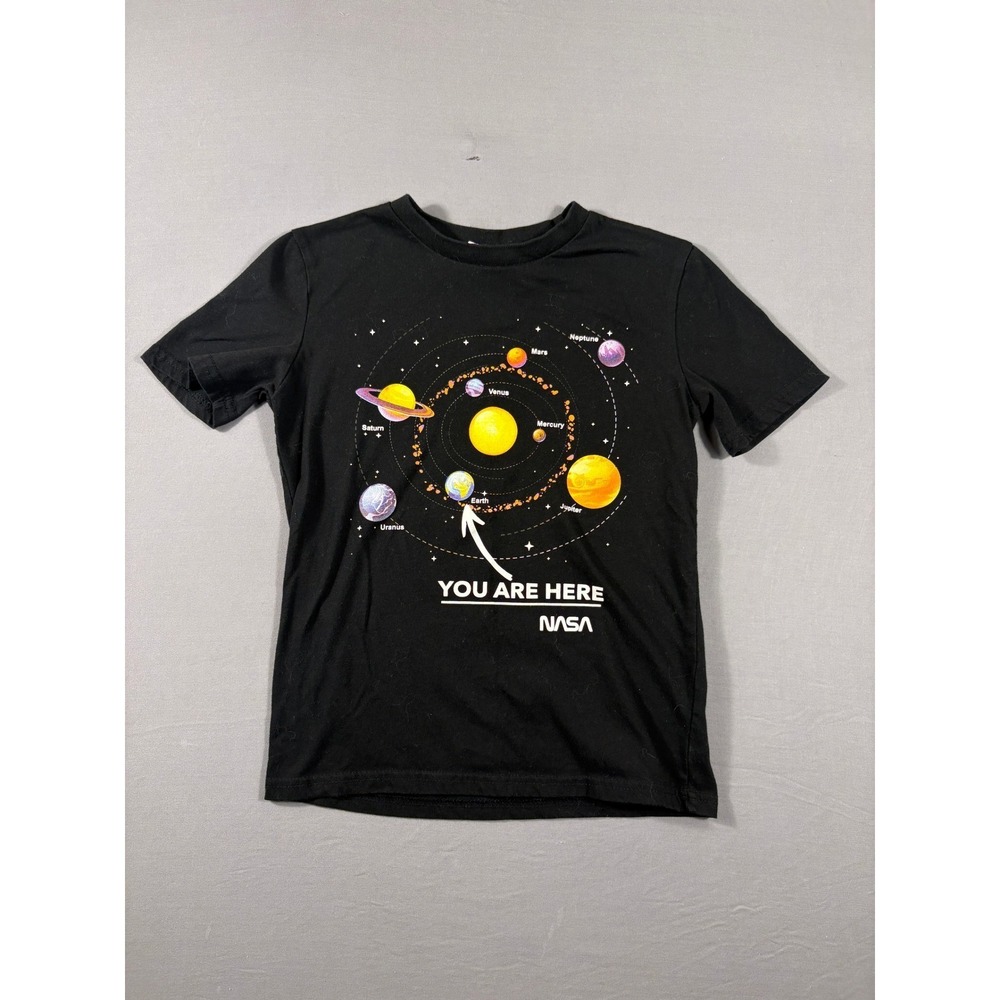 NASA Boys You Are Here Solar System Graphic T-Shirt Black Size 8